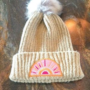 Cozy Yellow Knit Beanie with Pink Accent